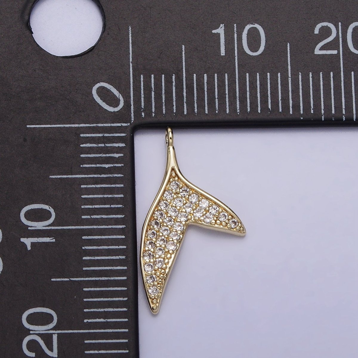 14K Gold Filled Micro Paved CZ Ocean Animal Dolphin Tail Charm | AC727