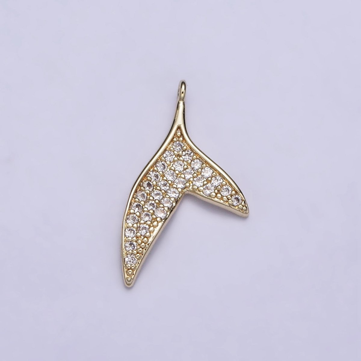14K Gold Filled Micro Paved CZ Ocean Animal Dolphin Tail Charm | AC727
