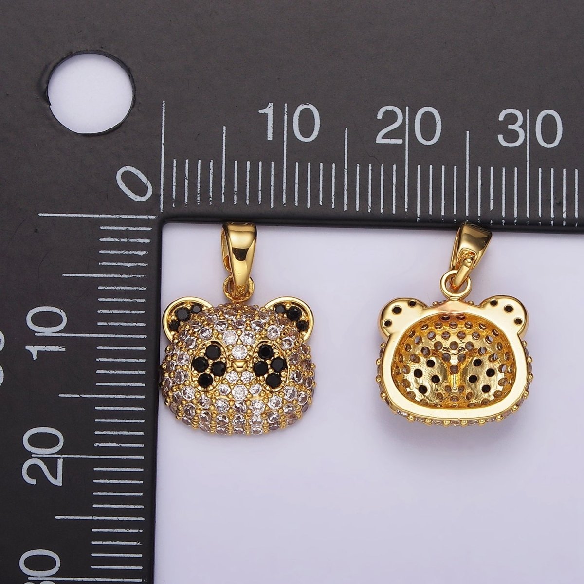 14K Gold Filled Micro Paved CZ Panda Bear Animal Pendant | AH062