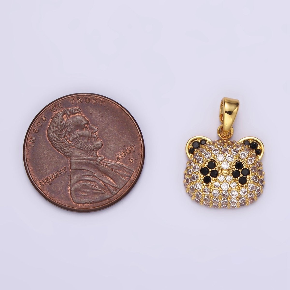 14K Gold Filled Micro Paved CZ Panda Bear Animal Pendant | AH062