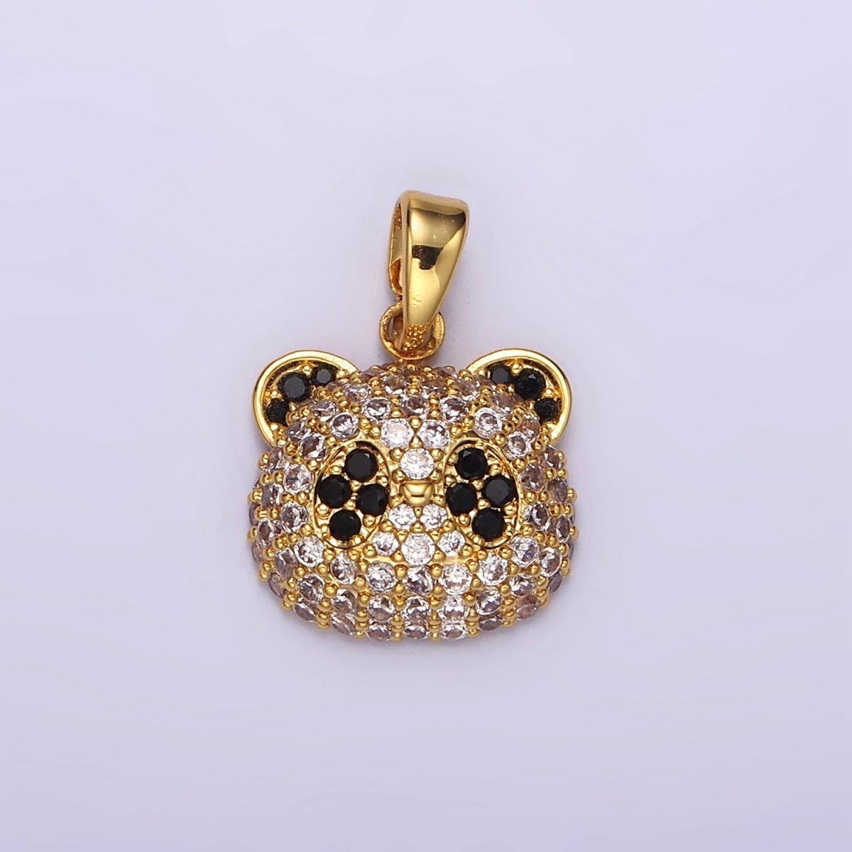 14K Gold Filled Micro Paved CZ Panda Bear Animal Pendant | AH062