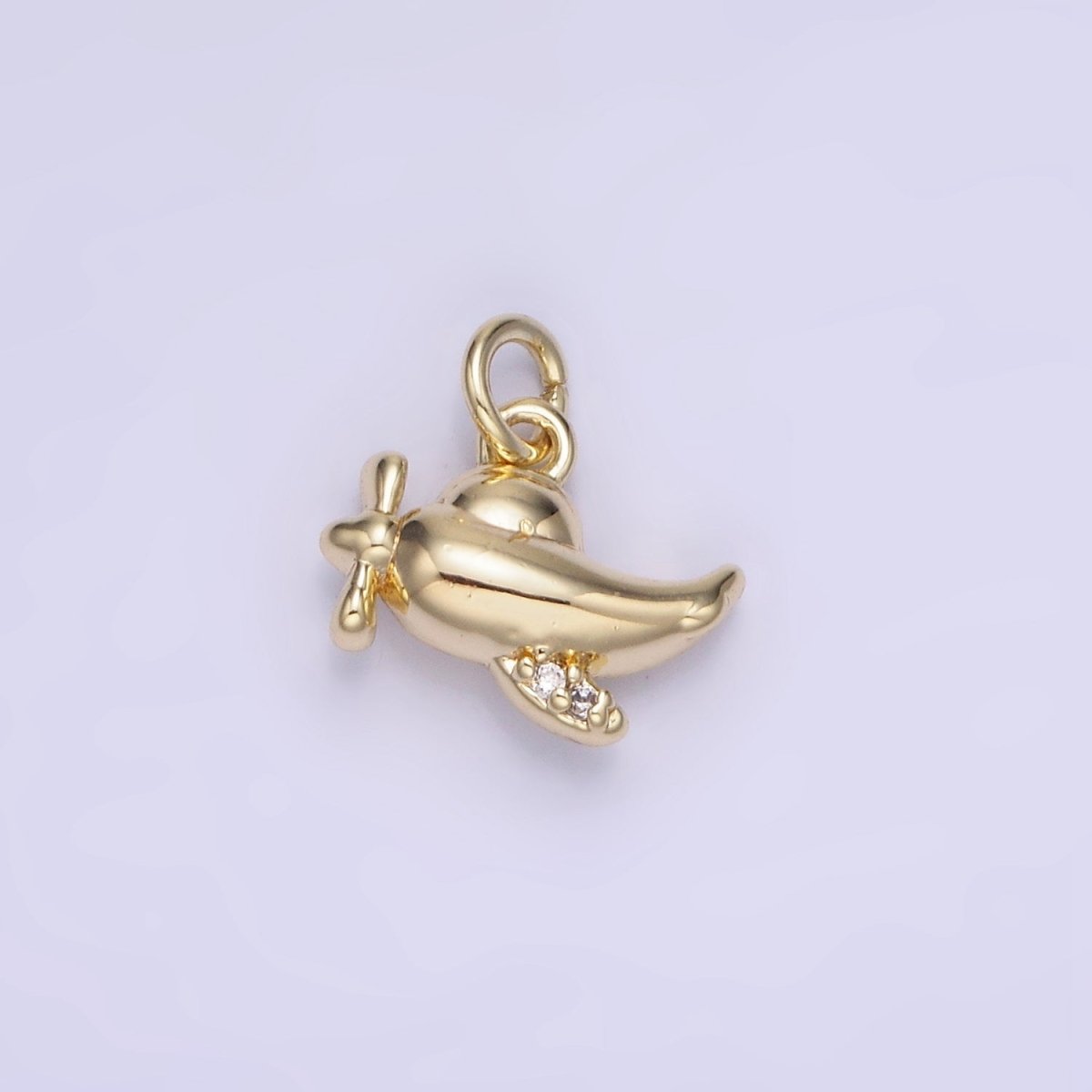 14K Gold Filled Micro Paved CZ Plane Vehicle Charm | AG742