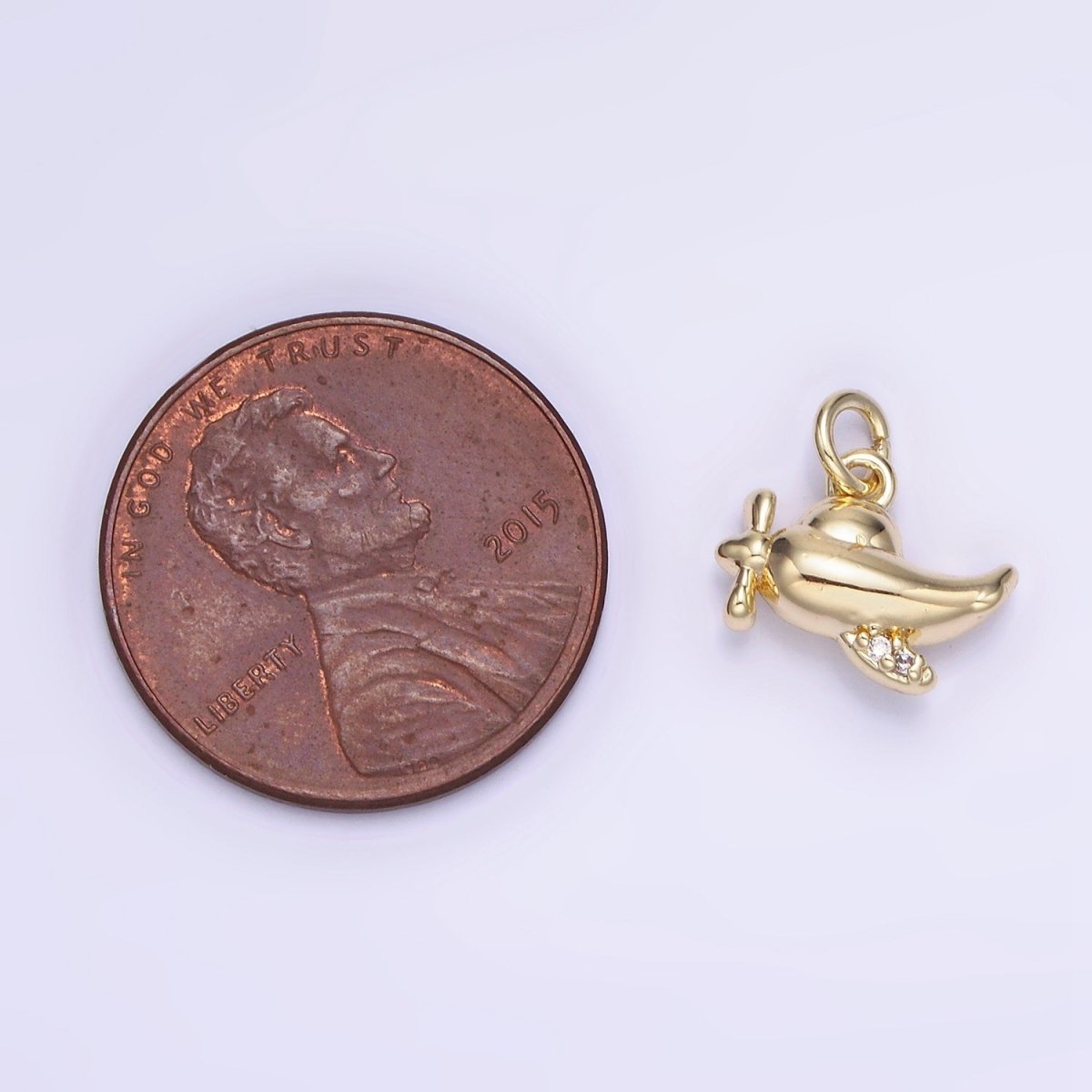 14K Gold Filled Micro Paved CZ Plane Vehicle Charm | AG742