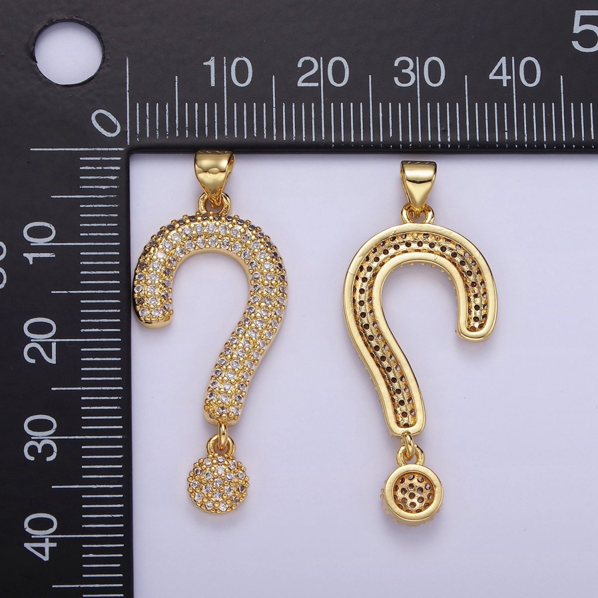 14K Gold Filled Micro Paved CZ Question Mark "?" Pendant | AA1145