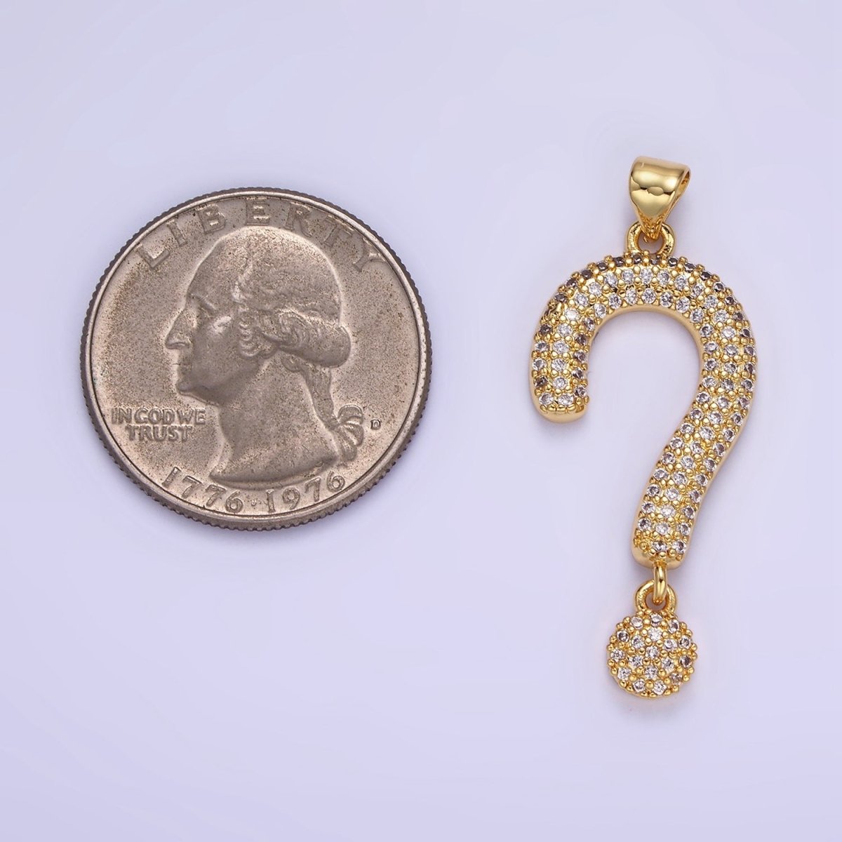 14K Gold Filled Micro Paved CZ Question Mark "?" Pendant | AA1145