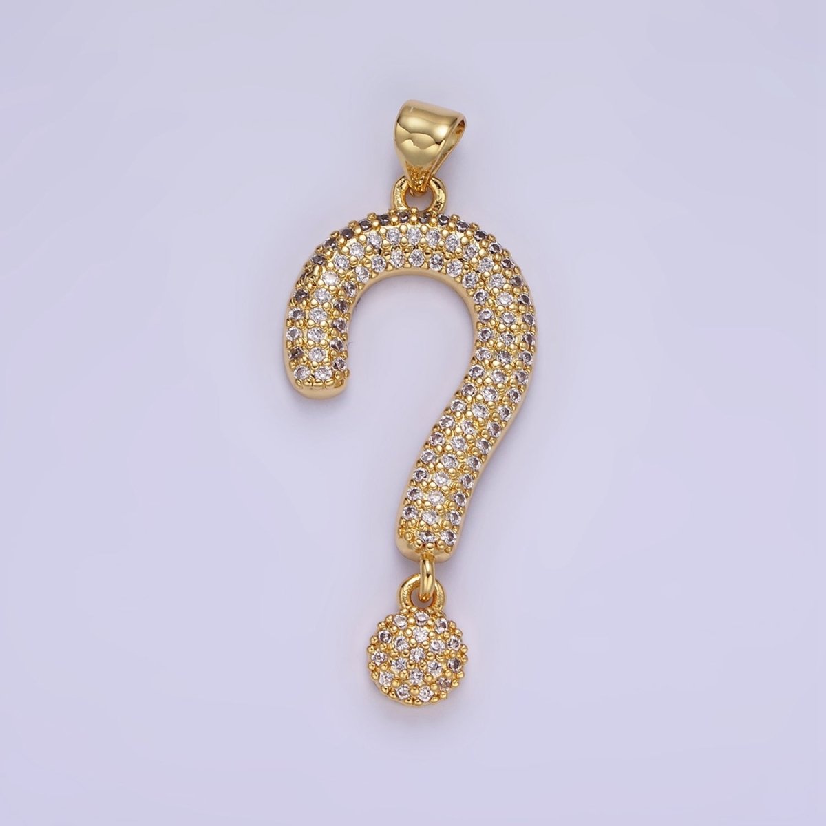 14K Gold Filled Micro Paved CZ Question Mark "?" Pendant | AA1145