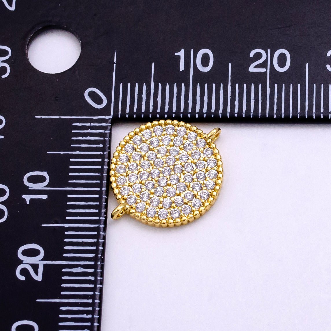 14K Gold Filled Micro Paved CZ Round Connector | G338