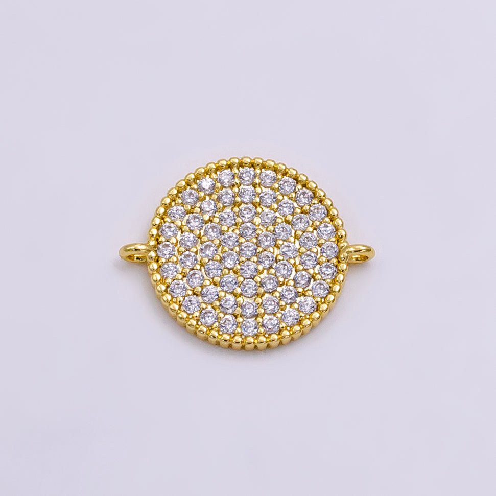 14K Gold Filled Micro Paved CZ Round Connector | G338