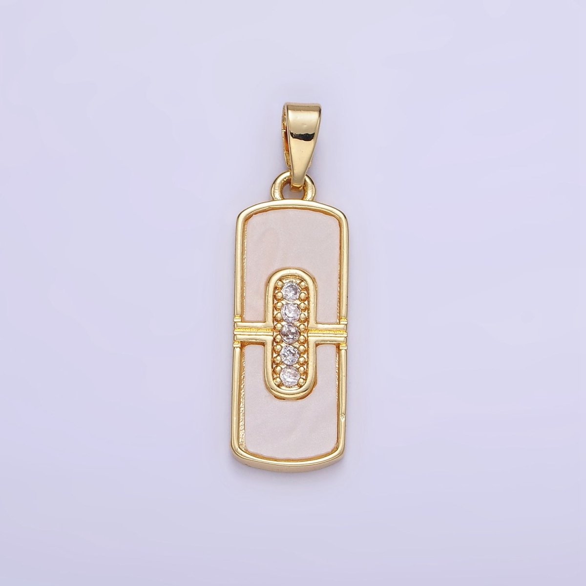 14K Gold Filled Micro Paved CZ Shell Pearl Tag Pendant in Gold & Silver | AA1165