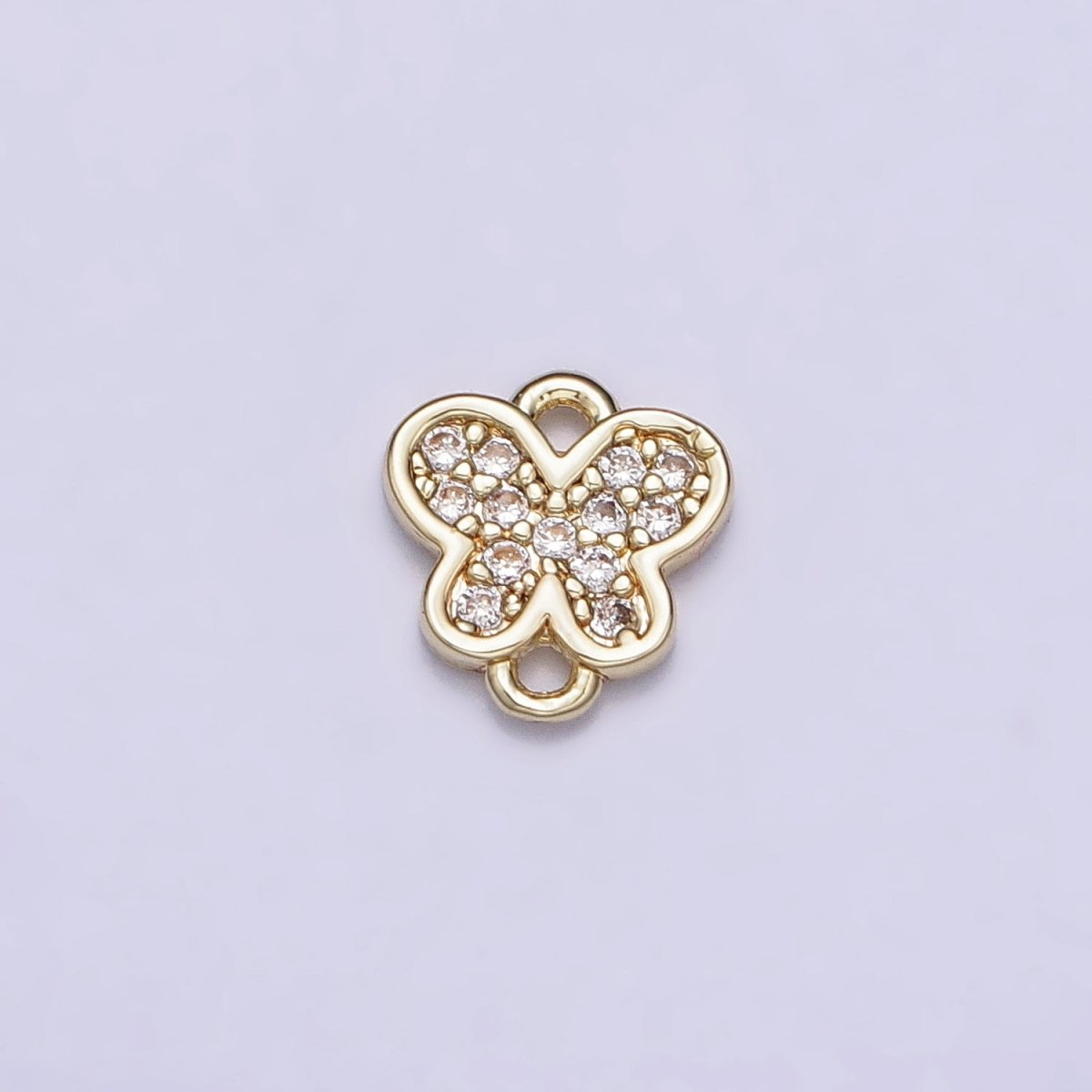 14K Gold Filled Mini 7mm Butterfly Mariposa Micro Paved Connector | Y-881