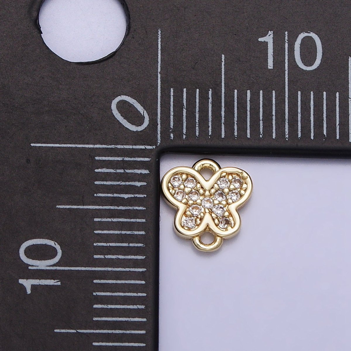 14K Gold Filled Mini 7mm Butterfly Mariposa Micro Paved Connector | Y-881