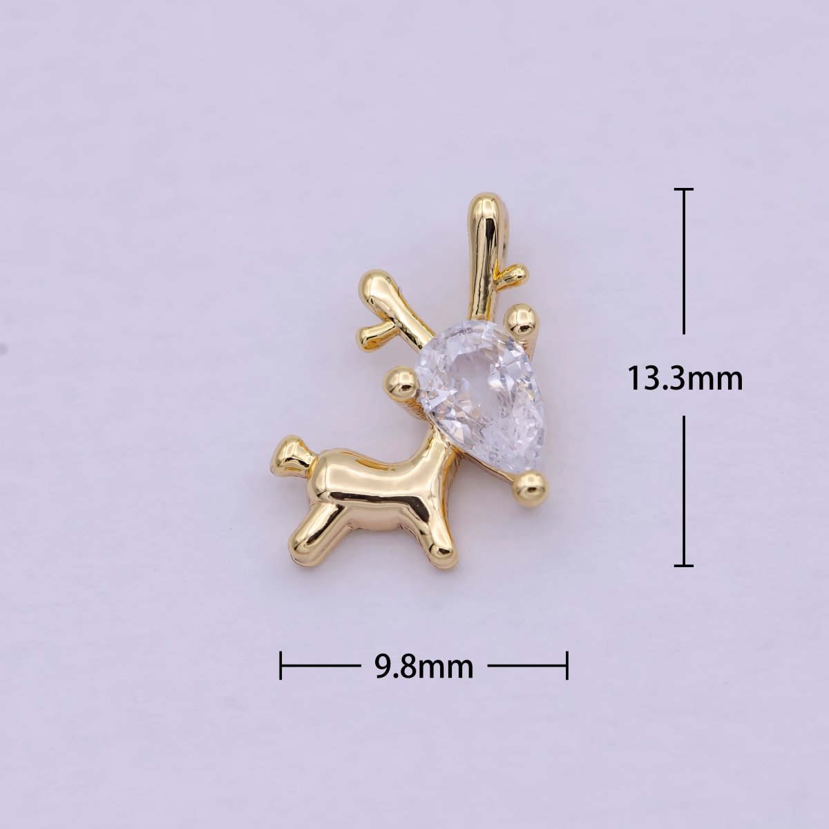 14K Gold Filled Mini Christmas Woondland Reindeer CZ N-283