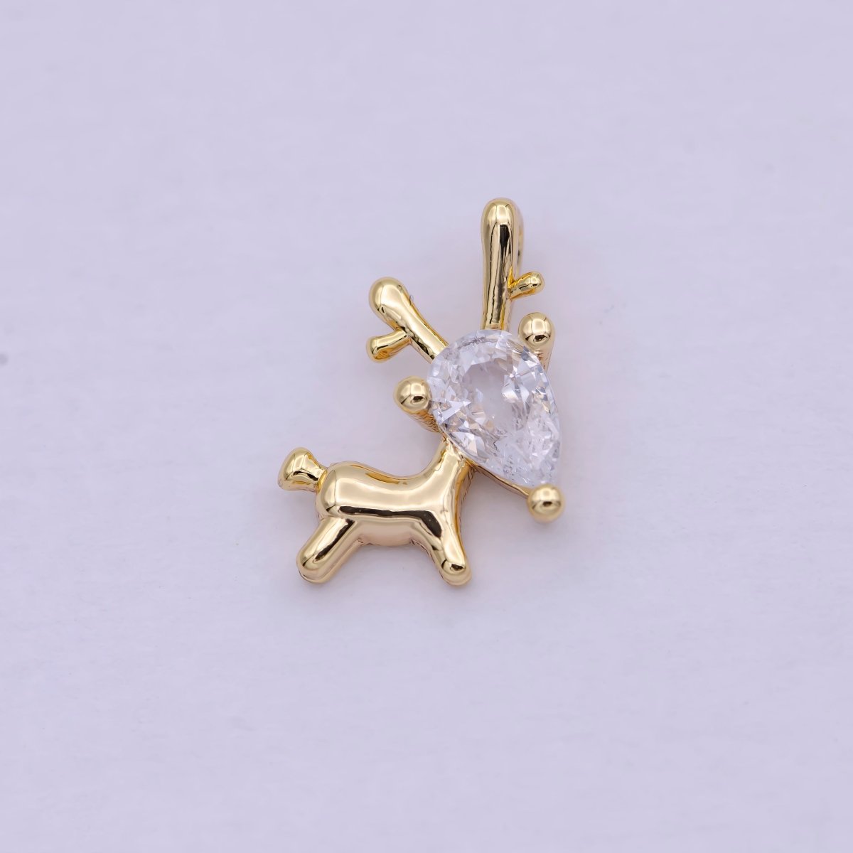 14K Gold Filled Mini Christmas Woondland Reindeer CZ N-283