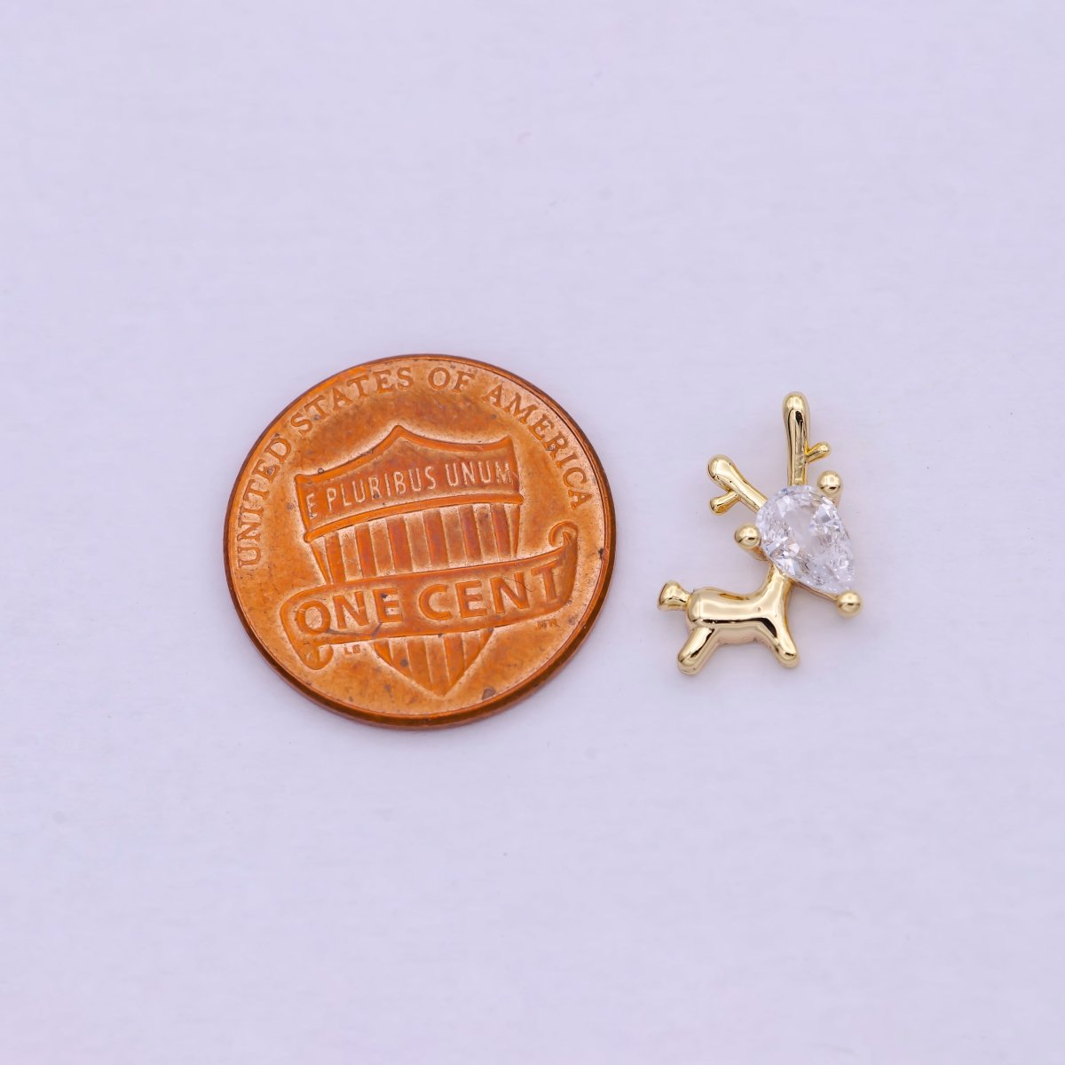 14K Gold Filled Mini Christmas Woondland Reindeer CZ N-283