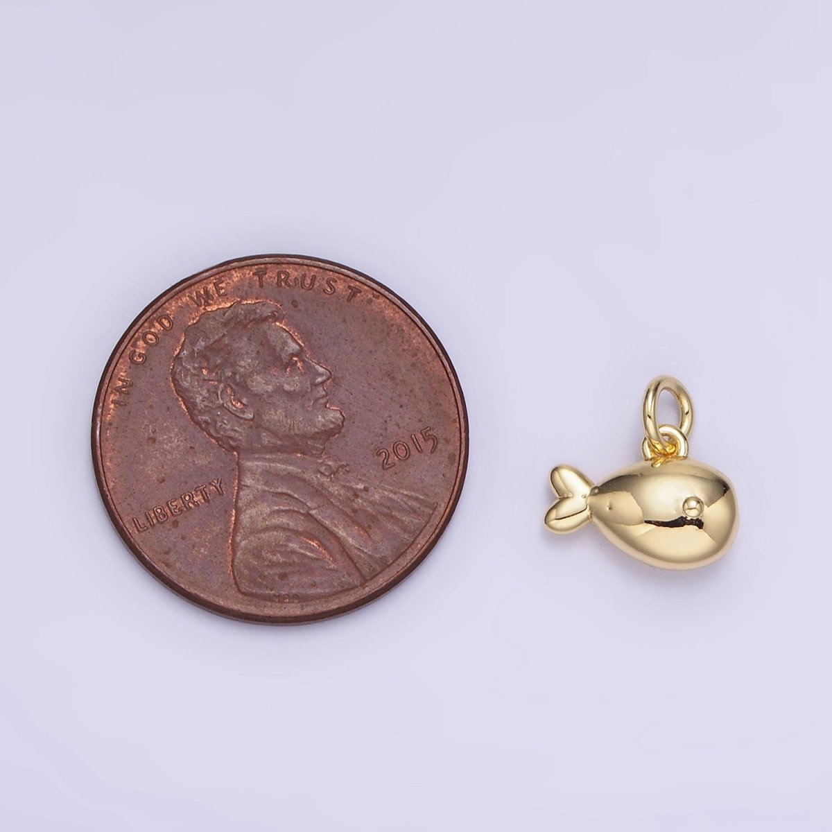 14K Gold Filled Mini Fish Animal Puffed Add-On Charm | AG715