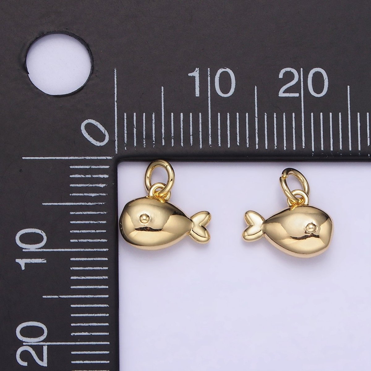 14K Gold Filled Mini Fish Animal Puffed Add-On Charm | AG715