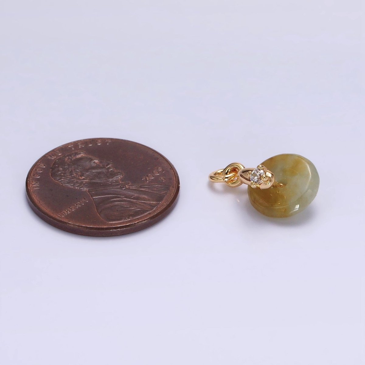 14K Gold Filled Mini Green Jade Donut Fuchsia, Green CZ Bail Charm | AG355 AG356