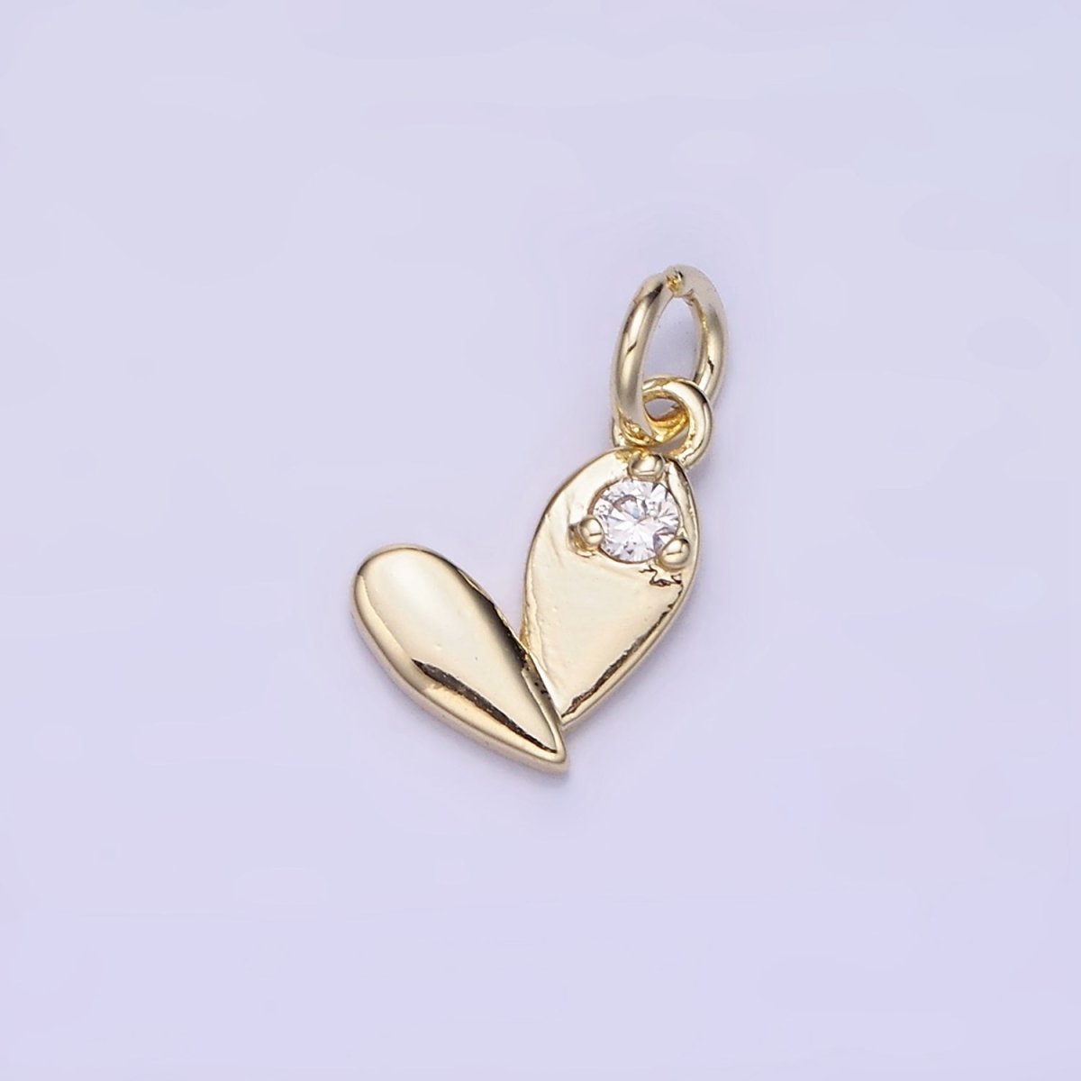 14K Gold Filled Mini Heart Charm with CZ Clear Stone Pendant | AG661