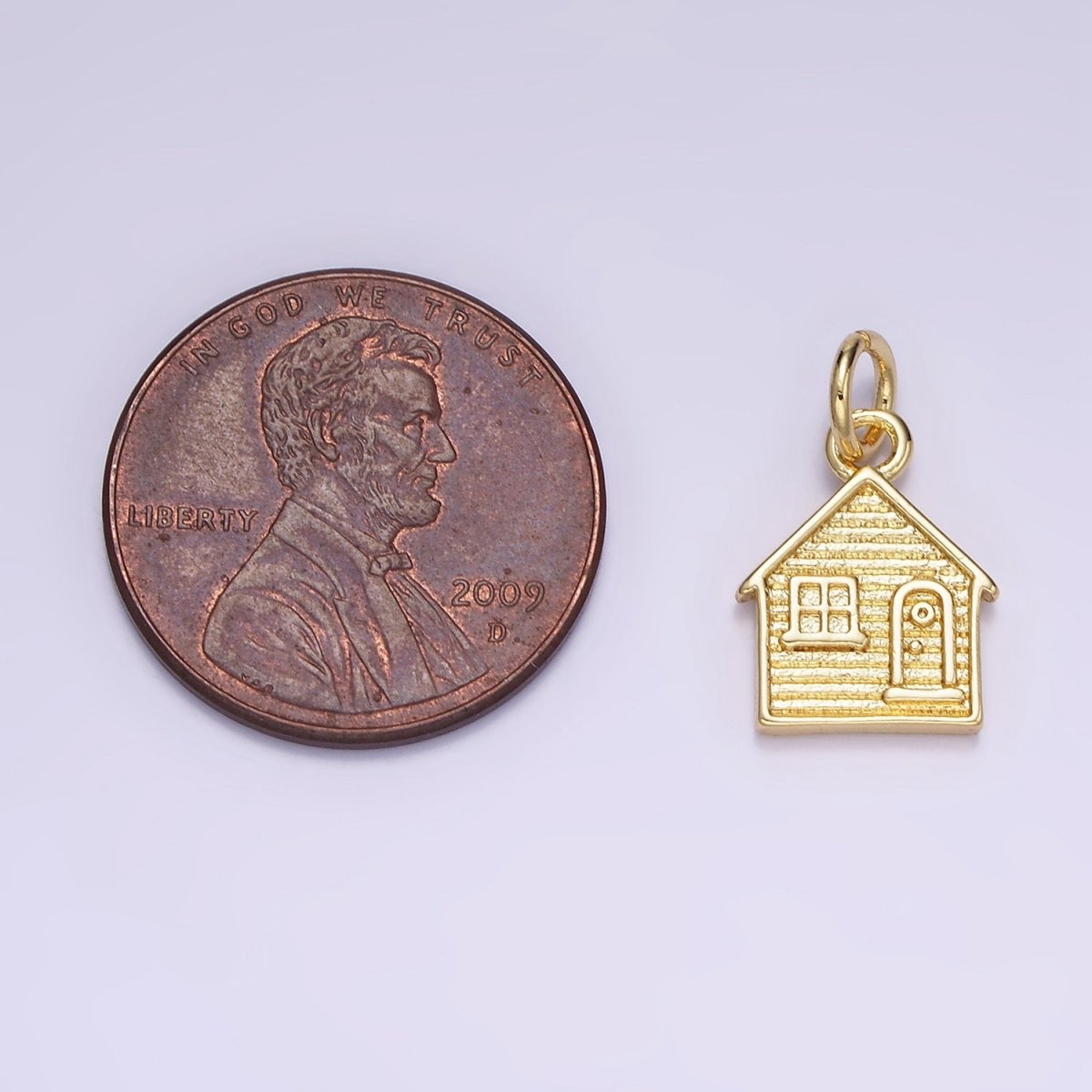 14K Gold Filled Mini House Home Textured Charm | AG642