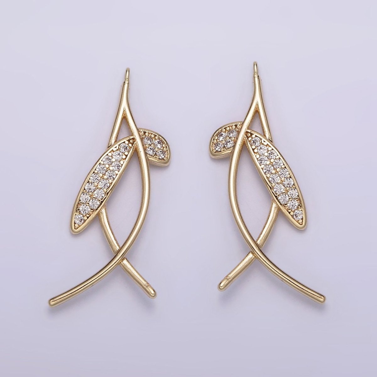 14K Gold Filled Geometric Curved Micro Paved CZ Charm Set | AG154