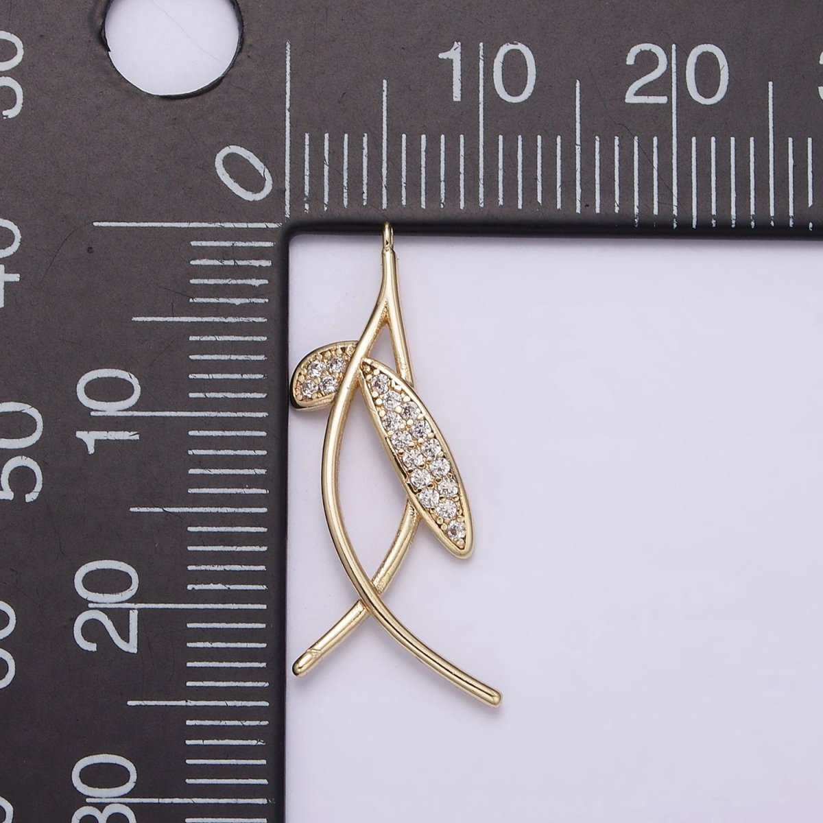 14K Gold Filled Geometric Curved Micro Paved CZ Charm Set | AG154