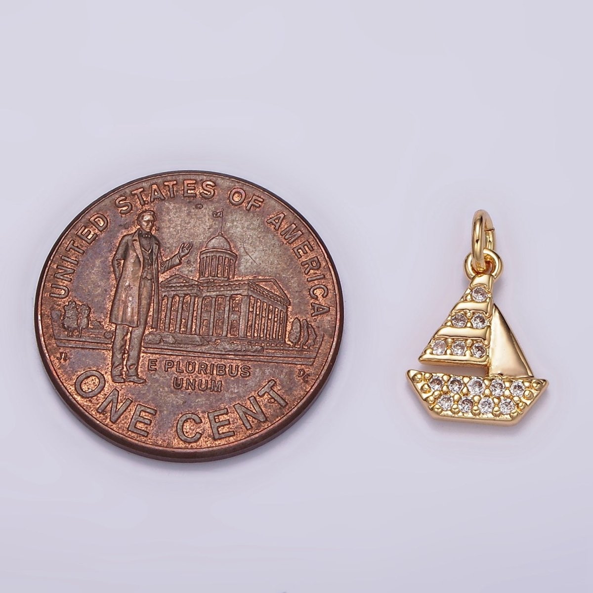 14K Gold Filled Mini Micro Paved CZ Sail Boat Add-On Charm | AG420
