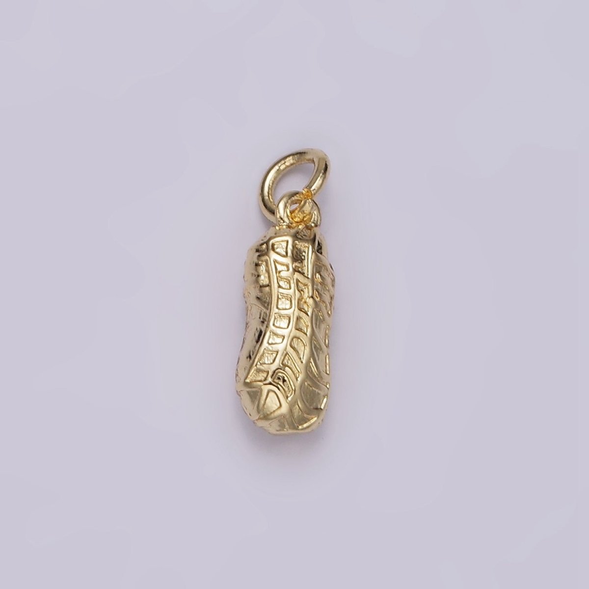 14K Gold Filled Mini Peanut Textured Minimalist Puffed Charm | AG442