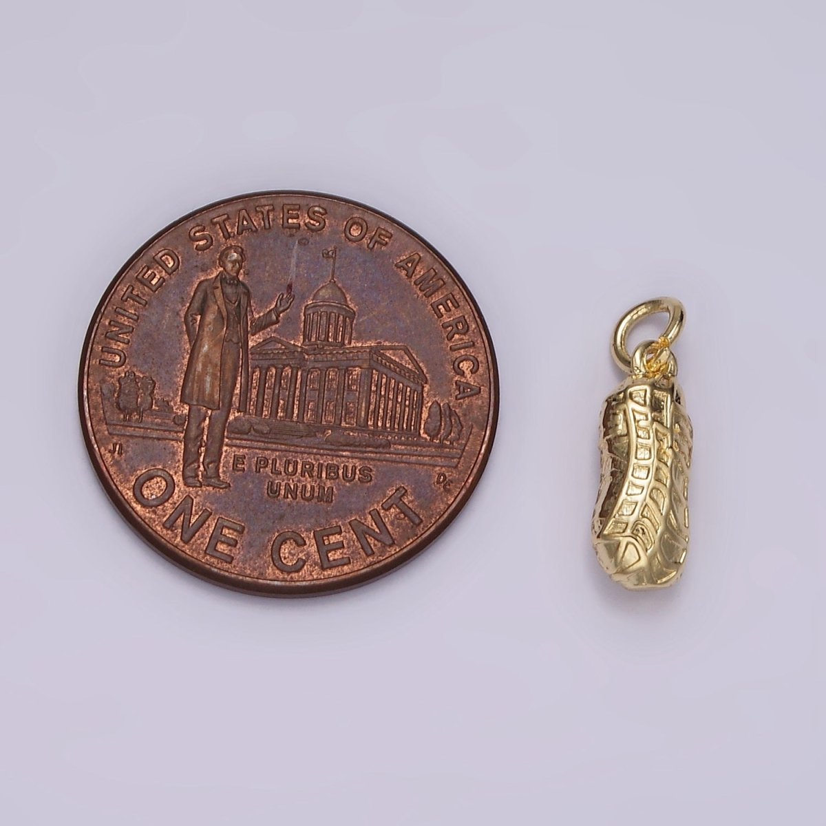 14K Gold Filled Mini Peanut Textured Minimalist Puffed Charm | AG442