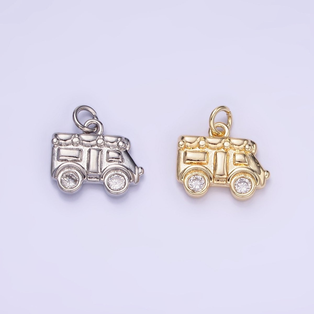 14K Gold Filled Mini Vehicle Caravan Car Charm in Gold & Silver | W549