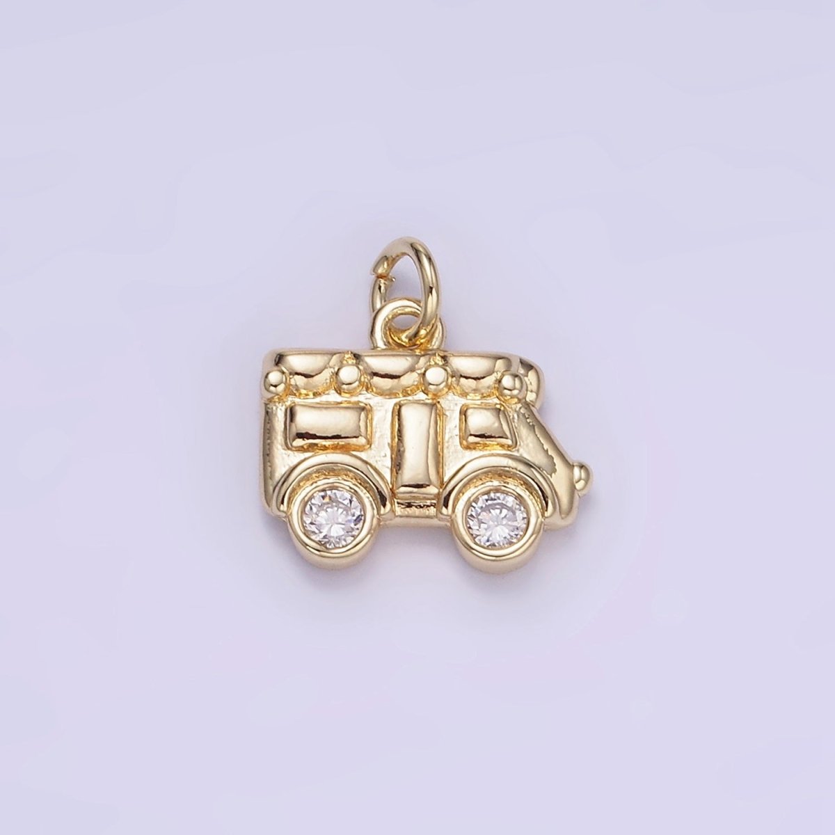 14K Gold Filled Mini Vehicle Caravan Car Charm in Gold & Silver | W549