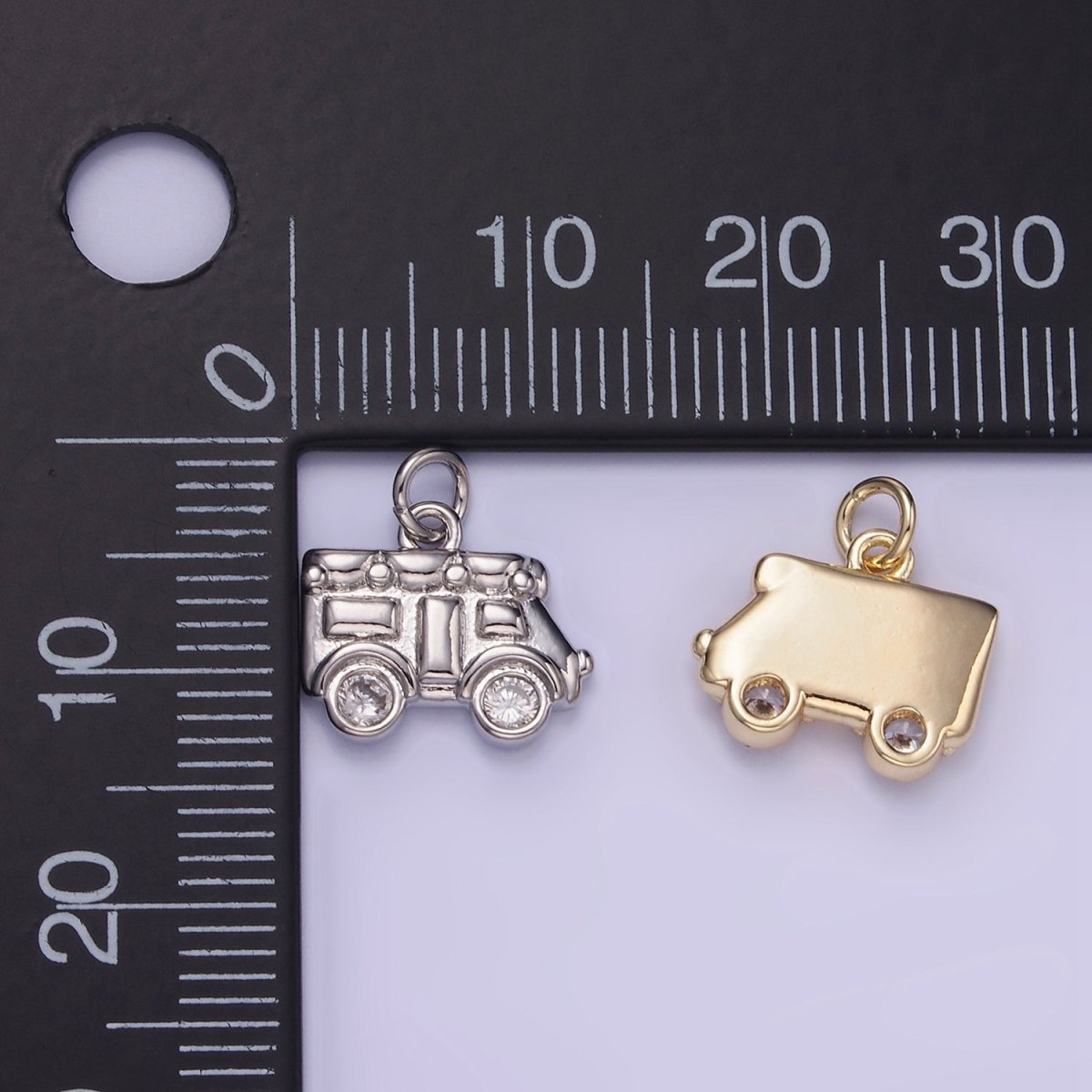14K Gold Filled Mini Vehicle Caravan Car Charm in Gold & Silver | W549