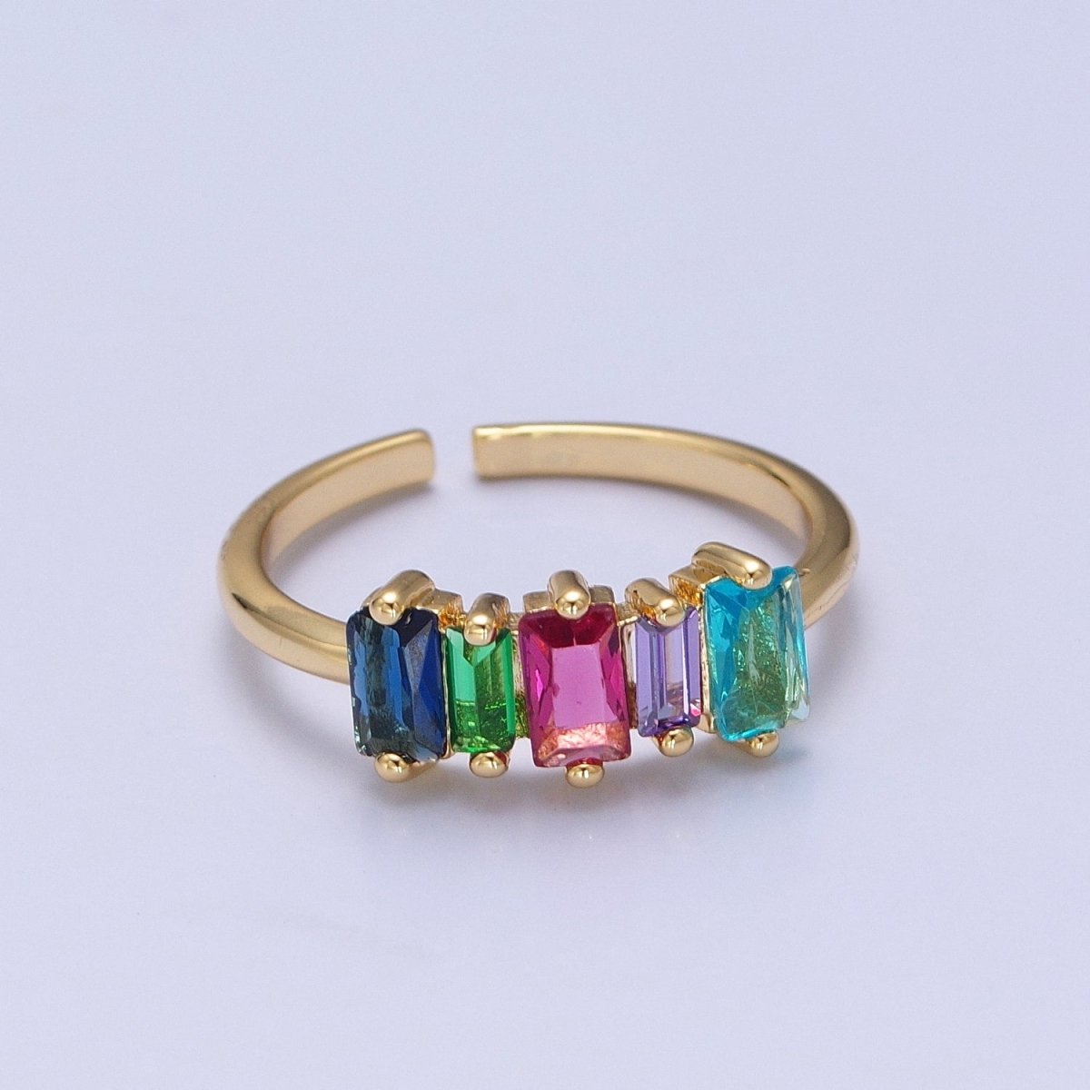 14K Gold Filled Minimalist Colorful Baguette Ring, Gold Minimalist Jewelry O-2123
