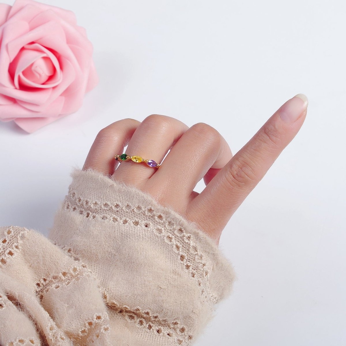 14K Gold Filled Minimalist Colorful Birthstone Ring, Gold Minimalist Jewelry O-2122