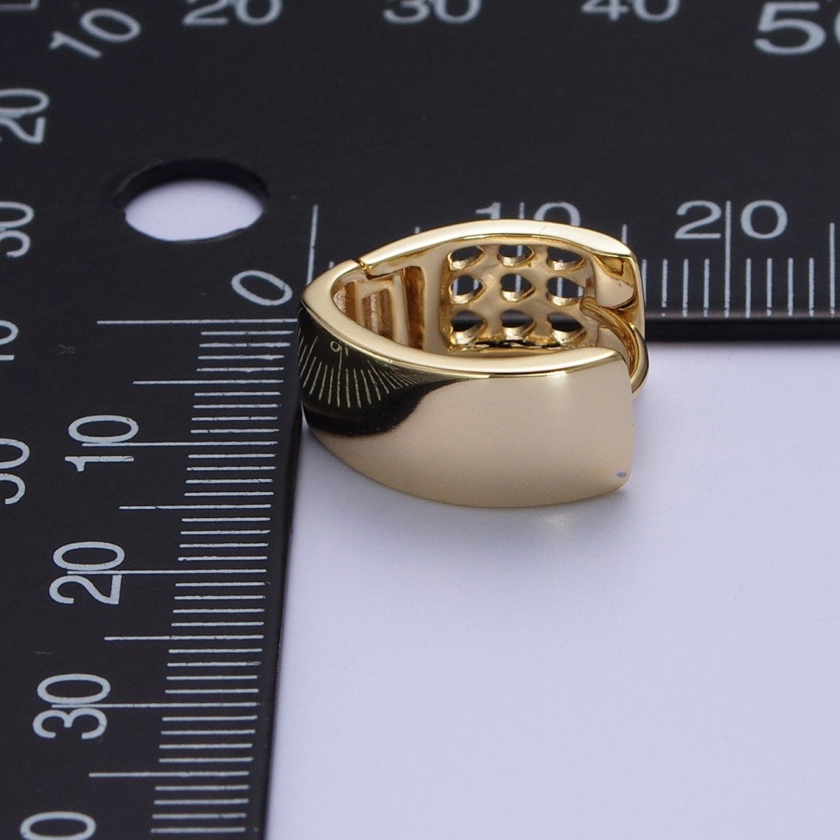 14K Gold Filled Minimalist Wide Band Triangle Huggie Hoop Earrings | AD-559