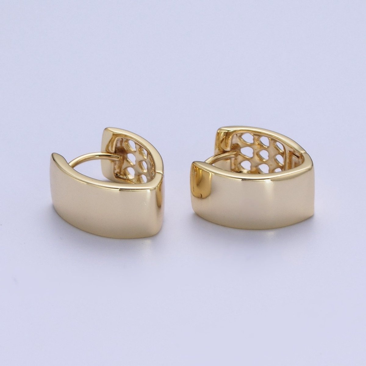 14K Gold Filled Minimalist Wide Band Triangle Huggie Hoop Earrings | AD-559