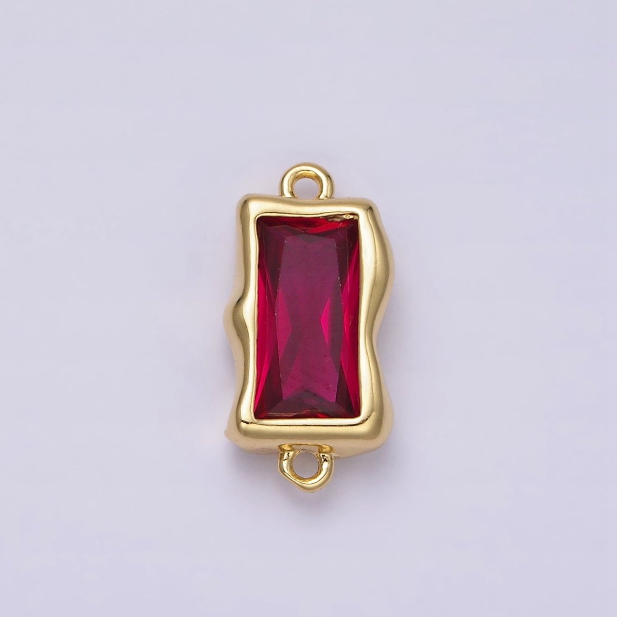 14K Gold Filled Molten Baguette Personalized Birth Month CZ Connector | G-183 Y-769 ~ Y-779