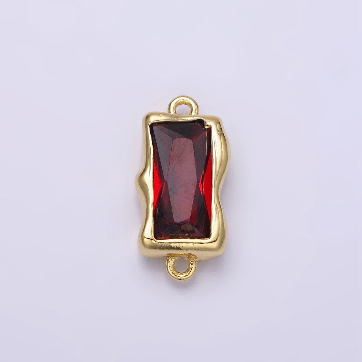 14K Gold Filled Molten Baguette Personalized Birth Month CZ Connector | G-183 Y-769 ~ Y-779