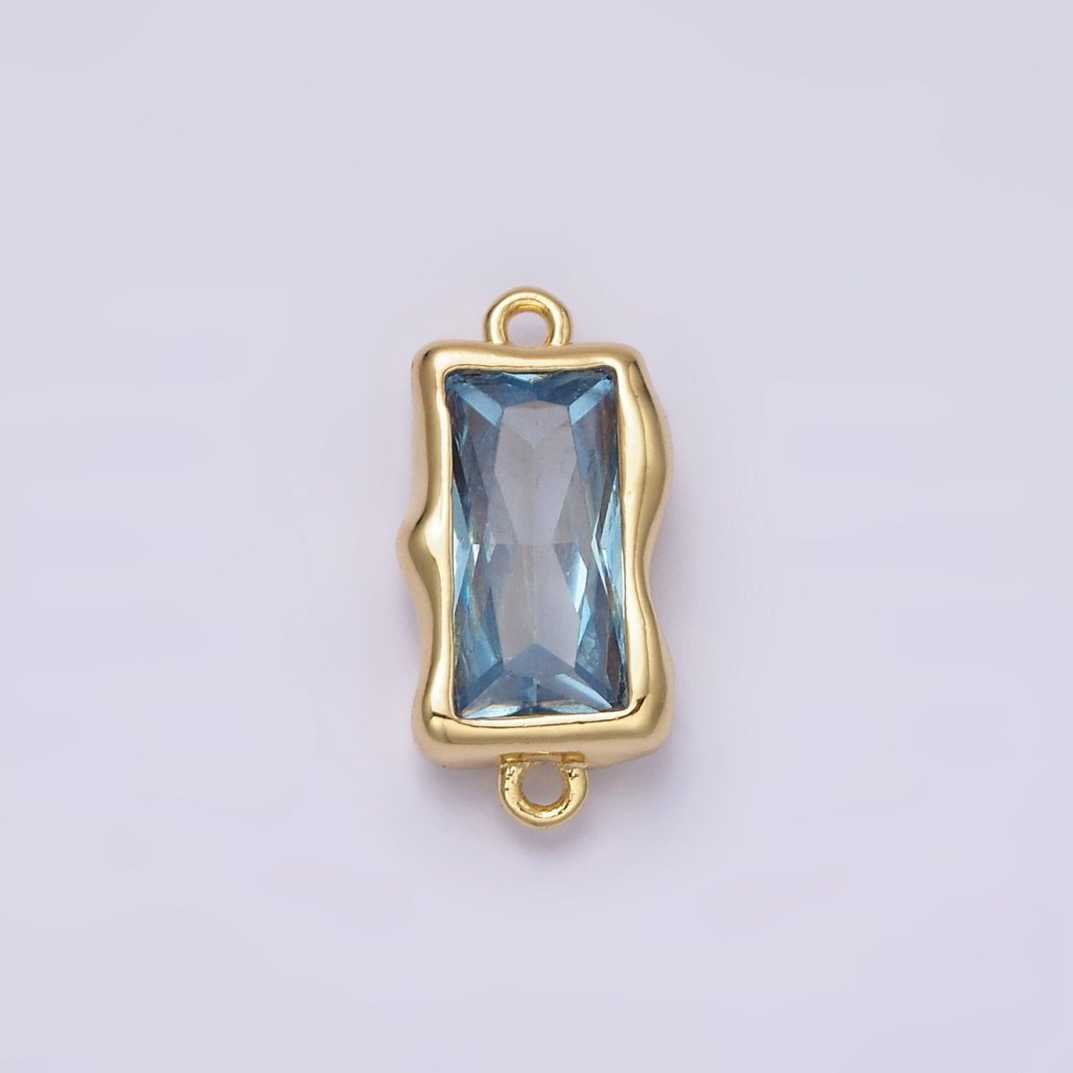 14K Gold Filled Molten Baguette Personalized Birth Month CZ Connector | G-183 Y-769 ~ Y-779