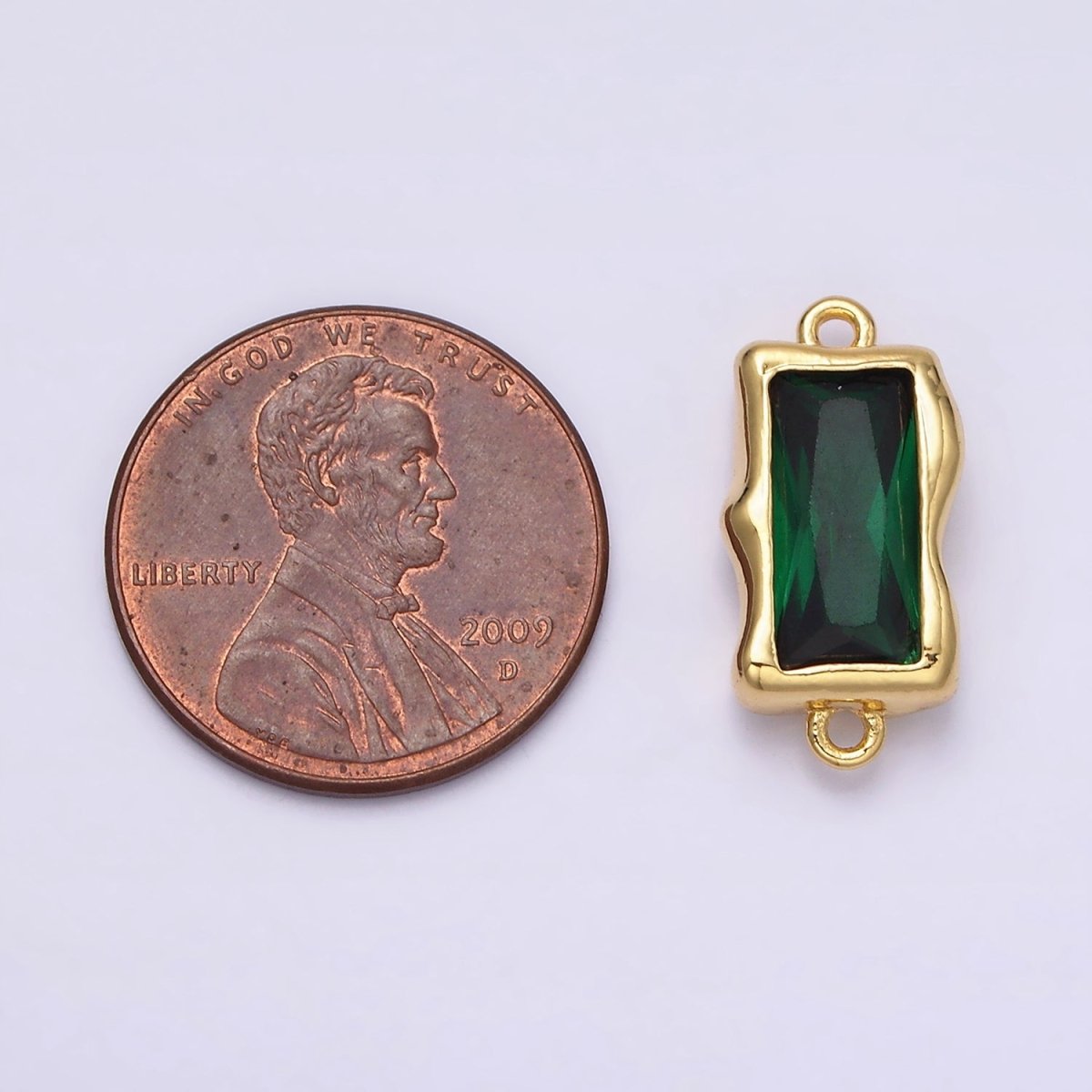 14K Gold Filled Molten Baguette Personalized Birth Month CZ Connector | G-183 Y-769 ~ Y-779