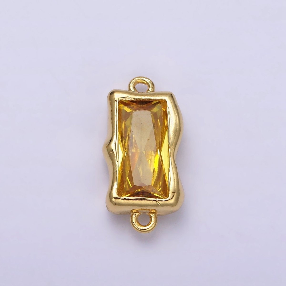 14K Gold Filled Molten Baguette Personalized Birth Month CZ Connector | G-183 Y-769 ~ Y-779