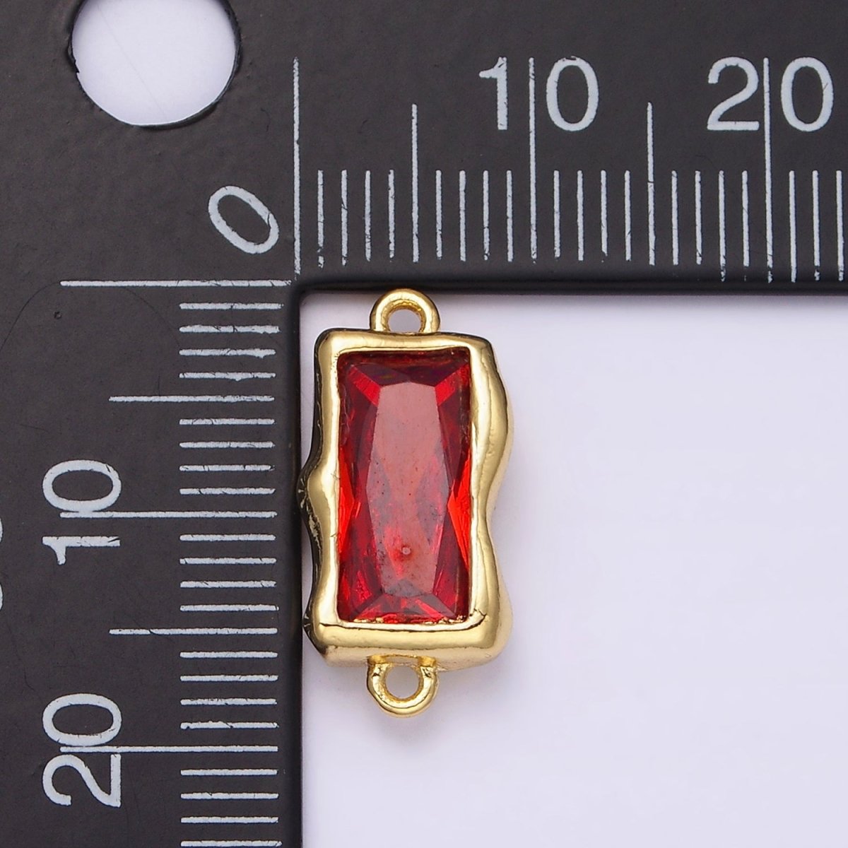 14K Gold Filled Molten Baguette Personalized Birth Month CZ Connector | G-183 Y-769 ~ Y-779