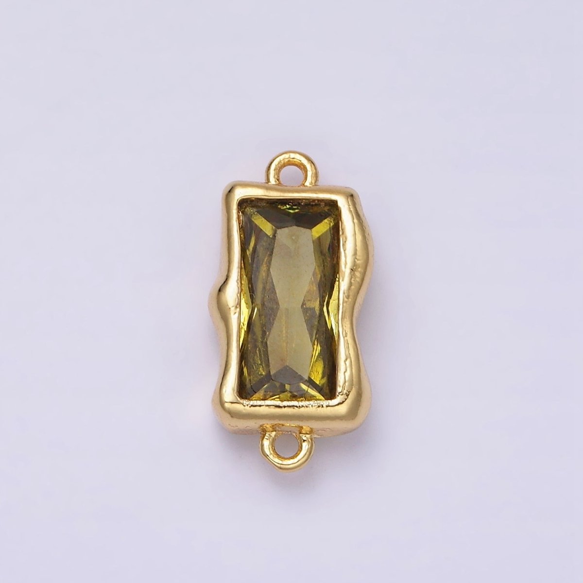 14K Gold Filled Molten Baguette Personalized Birth Month CZ Connector | G-183 Y-769 ~ Y-779