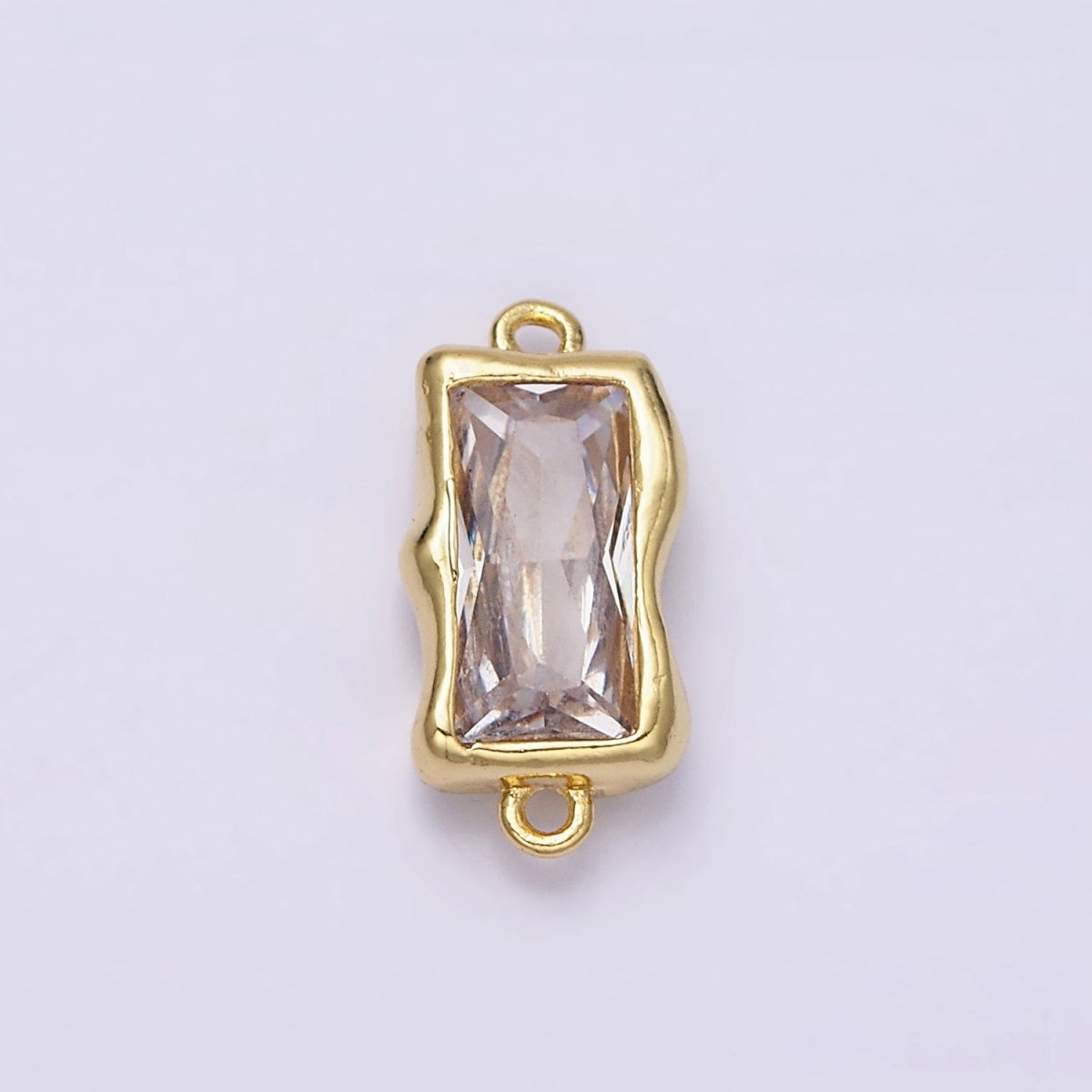 14K Gold Filled Molten Baguette Personalized Birth Month CZ Connector | G-183 Y-769 ~ Y-779