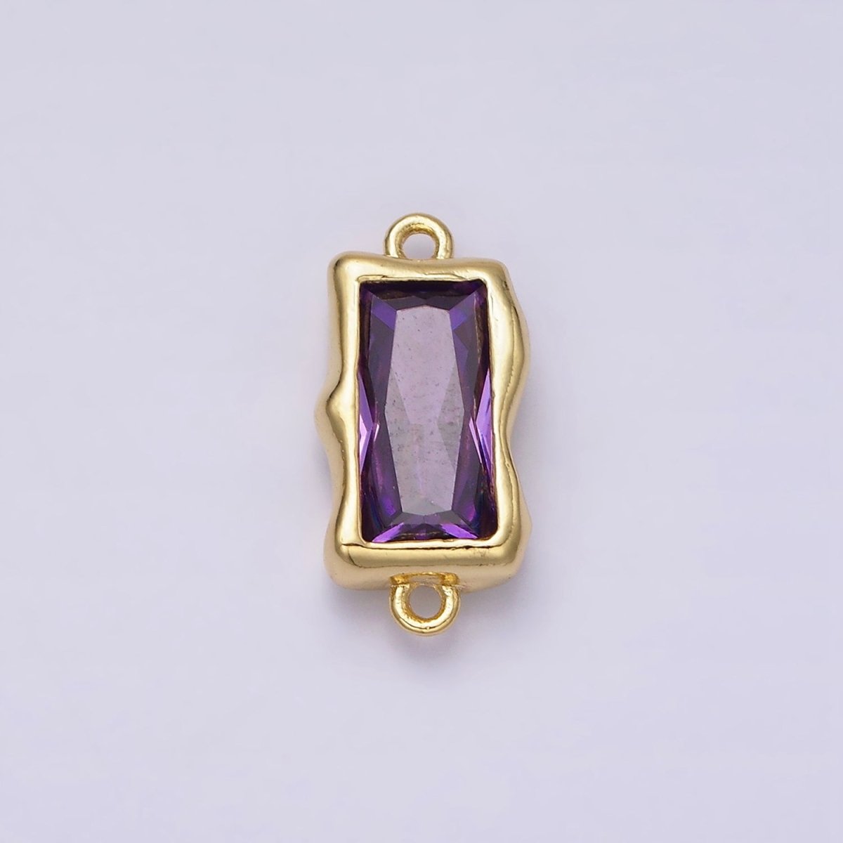 14K Gold Filled Molten Baguette Personalized Birth Month CZ Connector | G-183 Y-769 ~ Y-779