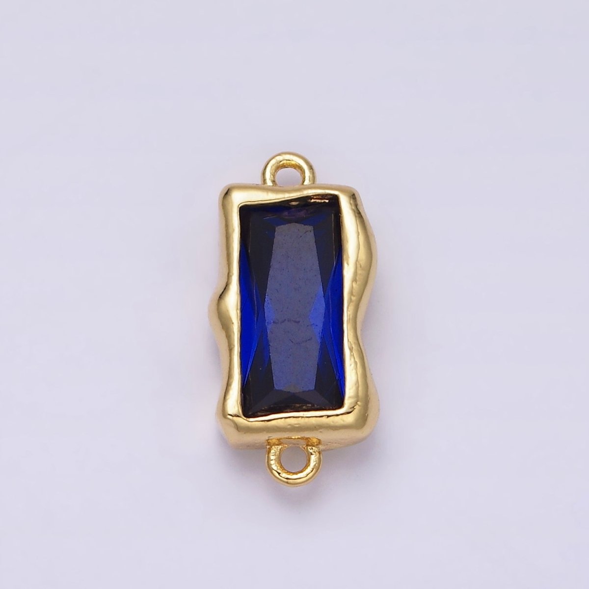 14K Gold Filled Molten Baguette Personalized Birth Month CZ Connector | G-183 Y-769 ~ Y-779