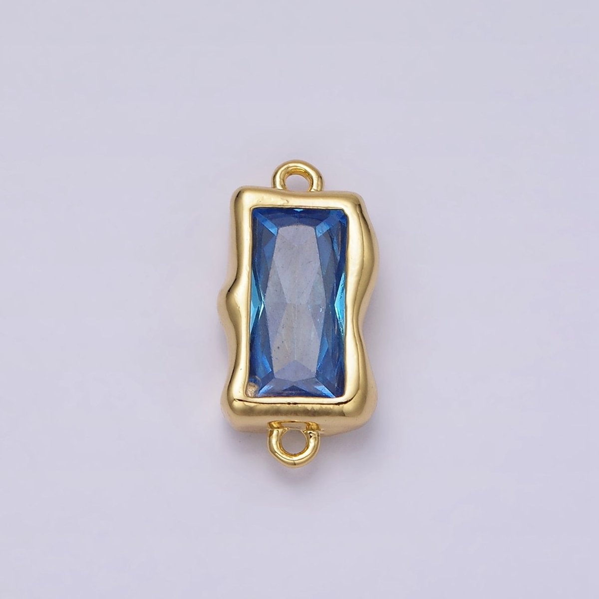 14K Gold Filled Molten Baguette Personalized Birth Month CZ Connector | G-183 Y-769 ~ Y-779