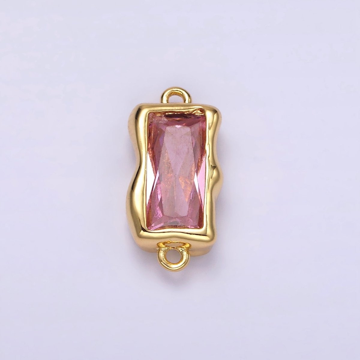 14K Gold Filled Molten Baguette Personalized Birth Month CZ Connector | G-183 Y-769 ~ Y-779