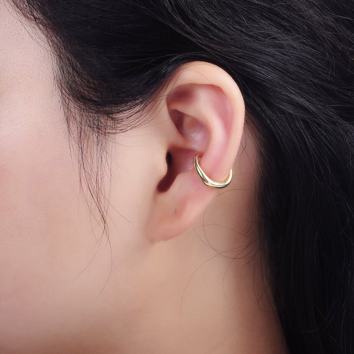 14K Gold Filled Molten Band Geometric Minimalist Ear Cuff Earrings | AI152