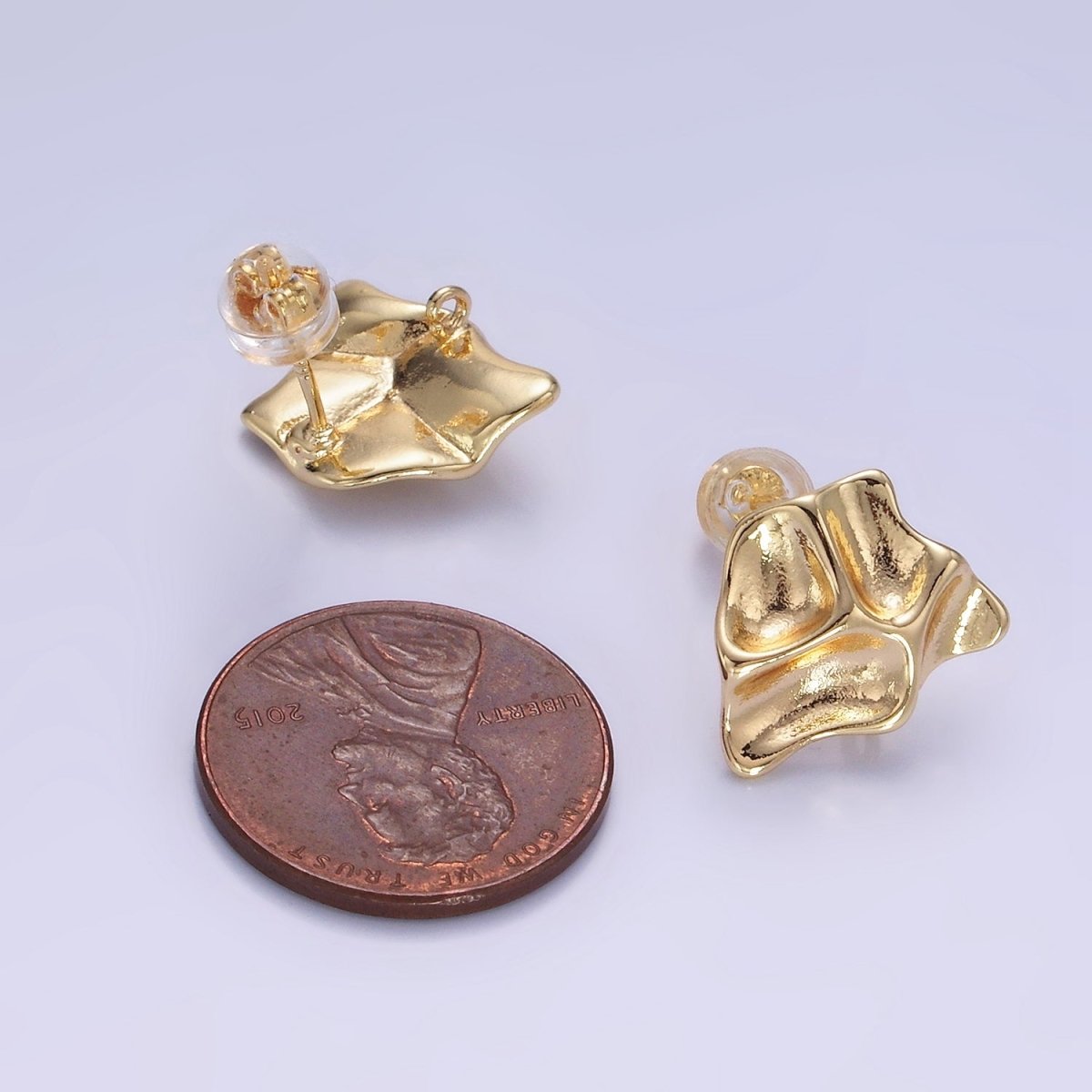 14K Gold Filled Molten Foil Open Loop Drop Stud Earrings Findings | Z709