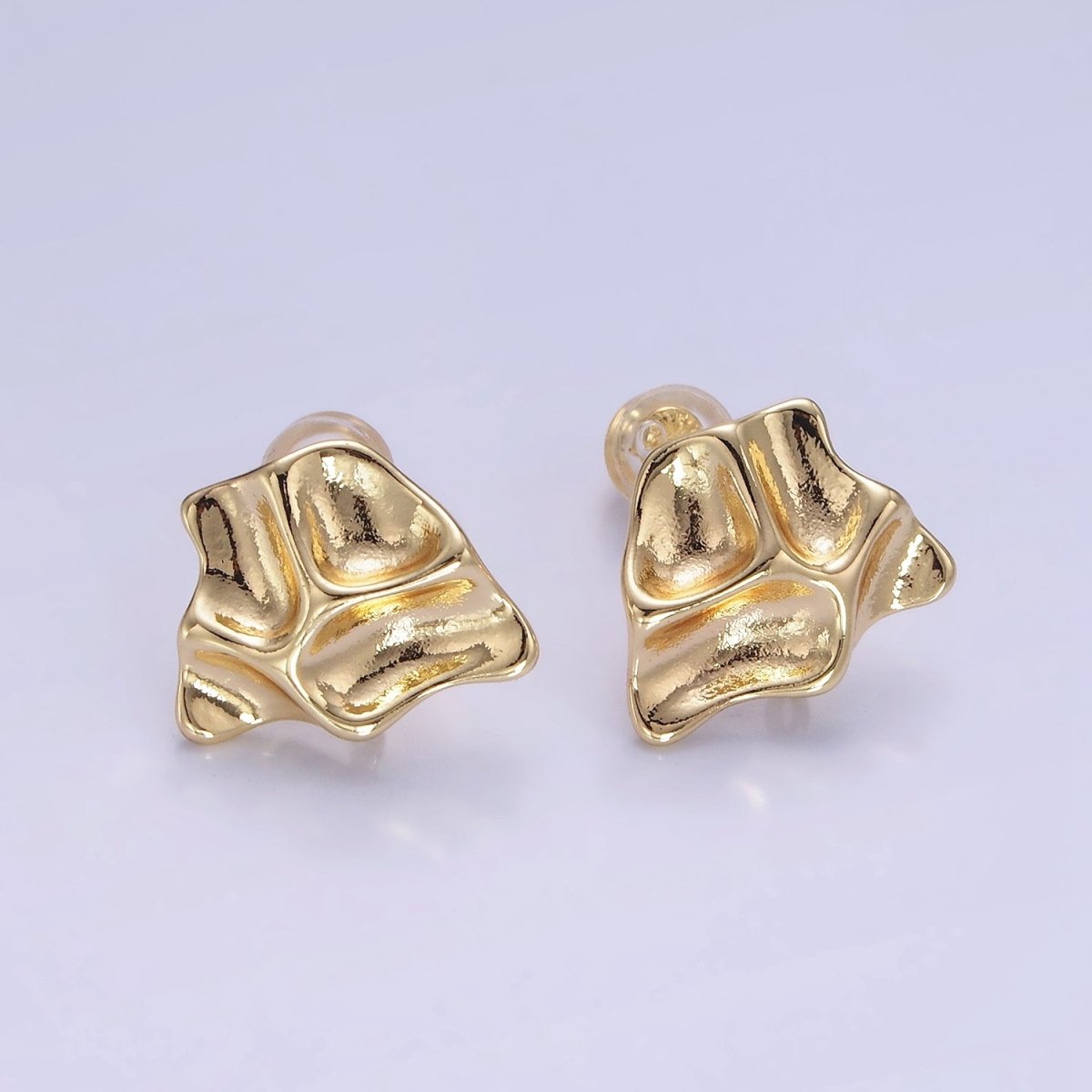 14K Gold Filled Molten Foil Open Loop Drop Stud Earrings Findings | Z709